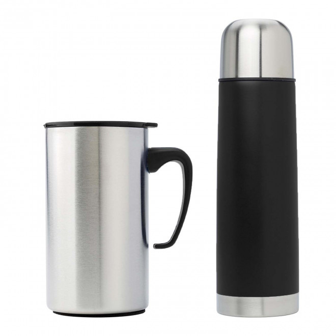 COFFRET BOUTEILLE ISOTHERME PERSONNALISABLE 'ZENIO' - noir