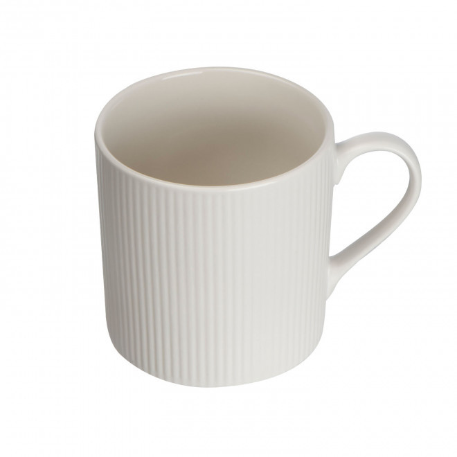 MUG PERSONNALISE 400 ML EN CERAMIQUE NERVUREE 'VIVIANE' - blanc
