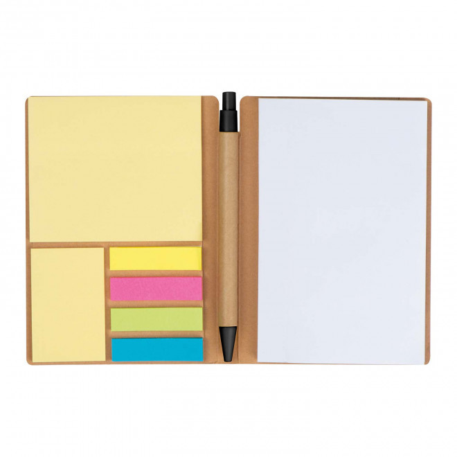 CARNET PERSONNALISE AVEC STYLO NOTES ADHESIVES 'JULENA' - beige