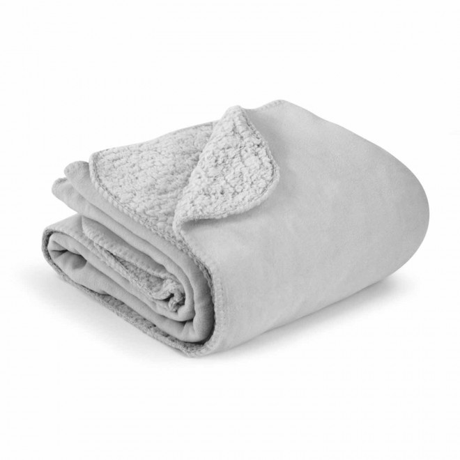 PLAID DOUBLE SHERPA MIE PERSONNALISE 'COONRE' 420GR/M² - gris clair