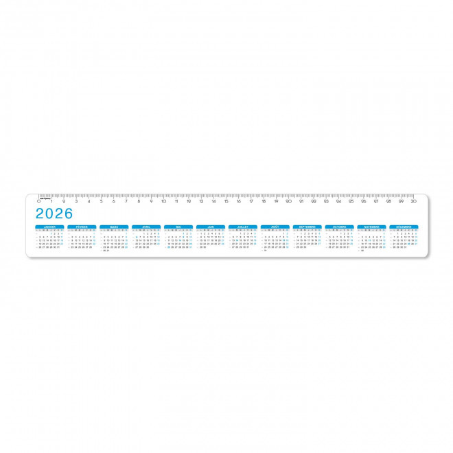 REGLE CALENDRIER 30 CM PERSONNALISEE 'REGLAS DATE' - bleu