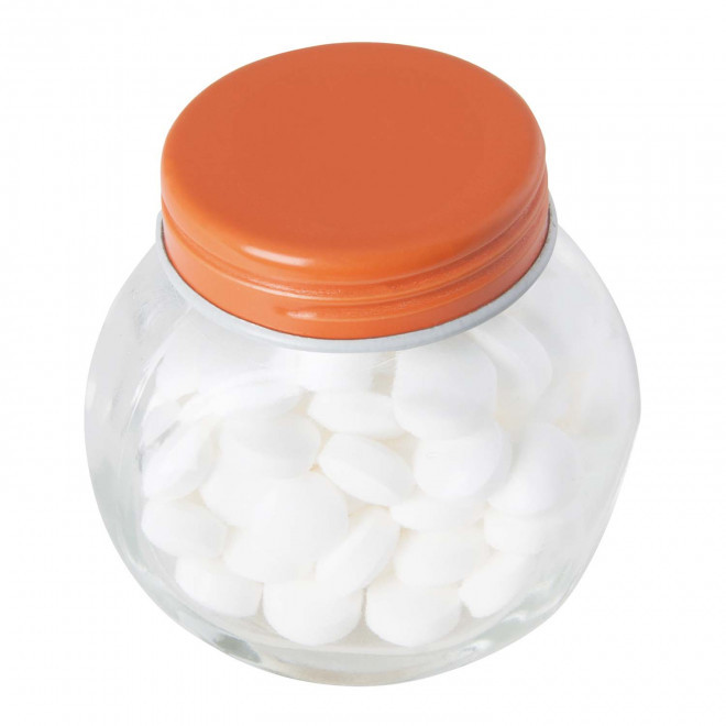 BONBONNIERE PASTILLES A LA MENTHE PERSONNALISABLE 'YAMA' - orange