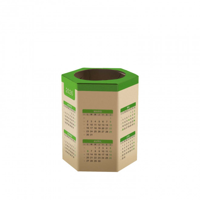 POT A CRAYONS CALENDRIER PERSONNALISABLE 'ECOPOT DATE' - vert