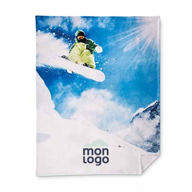 PLAID POLAIRE FLUFFY PERSONNALISABLE 270 GR/M2 'ENIPLA' - blanc