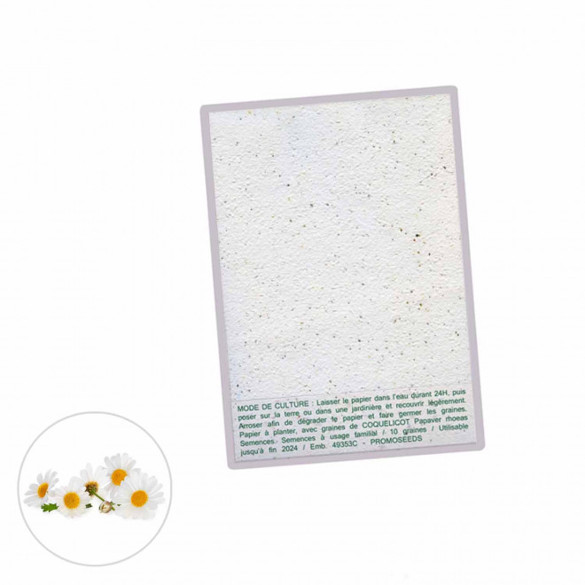 CARTE À PLANTER PERSONNALISABLE ENSEMENCÉE 140 G/M² 'HORTUS' - marguerite