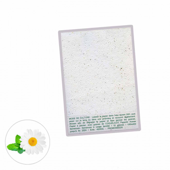 CARTE À PLANTER PERSONNALISABLE ENSEMENCÉE 140 G/M² 'HORTUS' - camomille