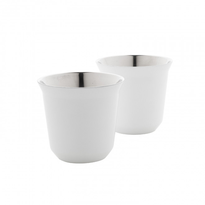 SET TASSES EN ACIER 80ML PERSONNALISABLE 'TEDOK' - blanc