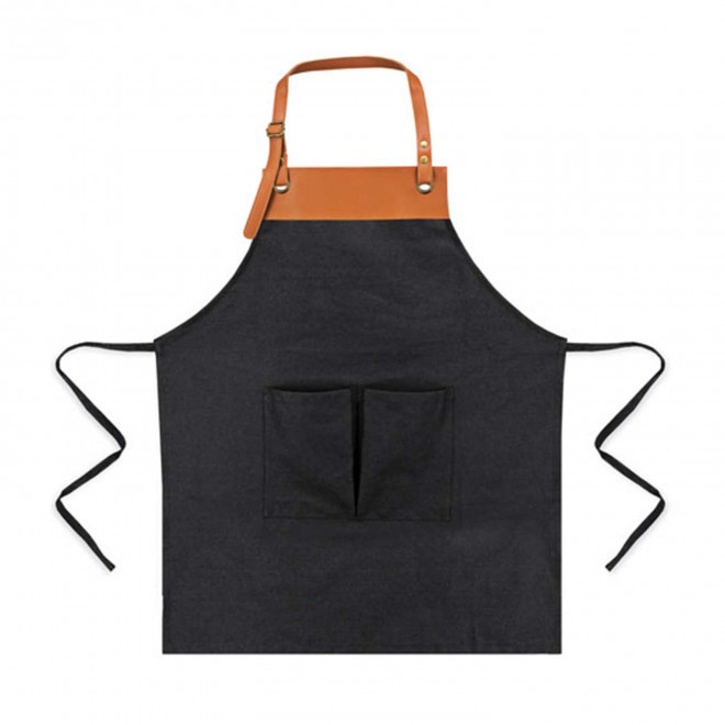 TABLIER BARISTA PU COTON PERSONNALISABLE 'BARISTYLE' - noir
