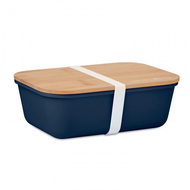 LUNCH BOX COUVERCLE EN BAMBOU PERSONNALISABLE 'BUCATI' - bleu marine
