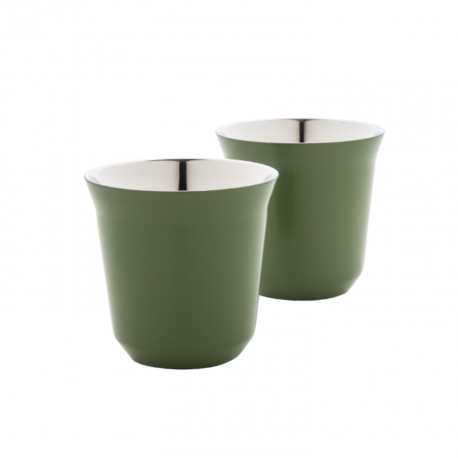 SET TASSES EN ACIER 80ML PERSONNALISABLE 'TEDOK' - vert
