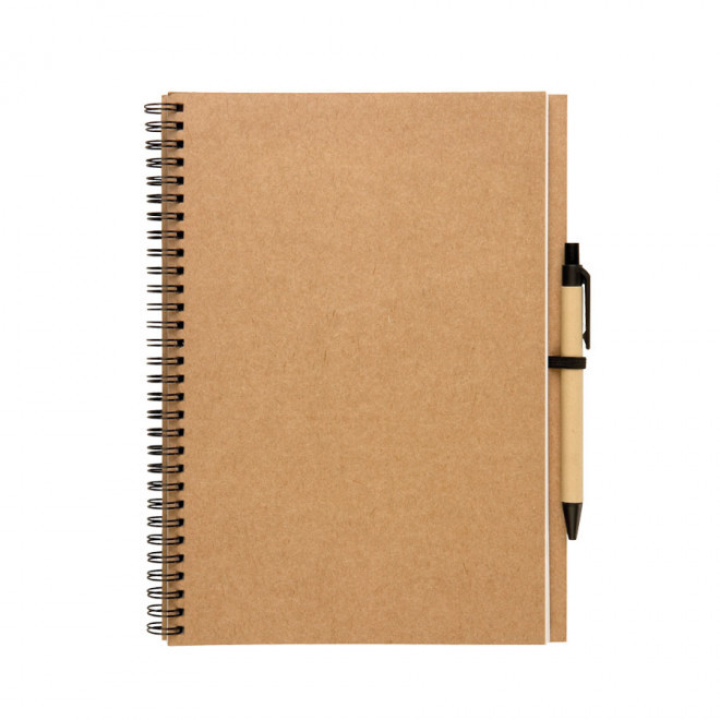 CARNET PERSONNALISÉ À SPIRALES AVEC STYLO 'MATARIO' - beige