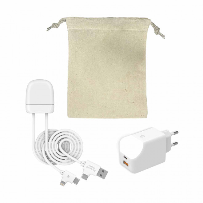 PACK CABLE ET PRISE PERSONNALISABLE 'ICE-TAG ET ICE-G' - blanc