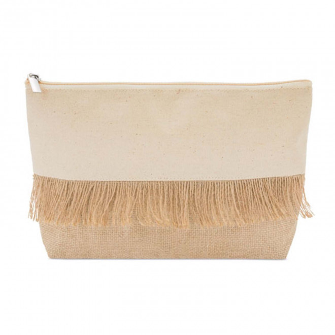 TROUSSE DE TOILETTE PERSONNALISE EN COTON ET JUTE 'LALO' - naturel
