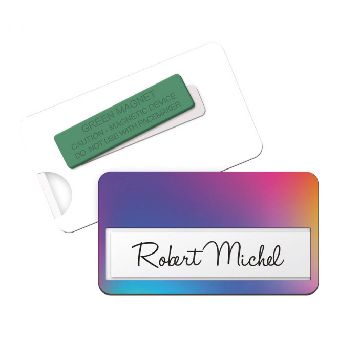 BADGE PERSONNALISABLE ÉTIQUETTE 'ETIKETA' - blanc