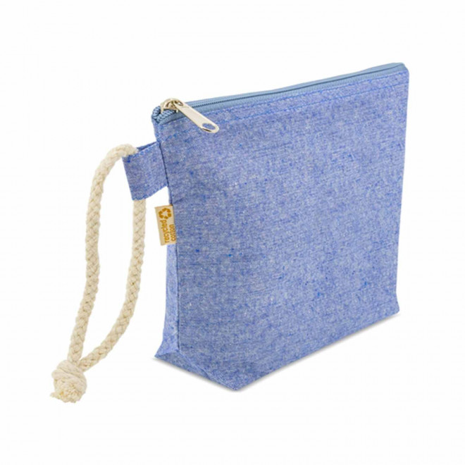 TROUSSE DE TOILETTE PERSONNALISEE EN COTON RECYCLE 'DAYAS' - bleu