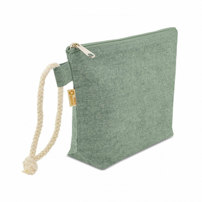 TROUSSE DE TOILETTE PERSONNALISEE EN COTON RECYCLE 'DAYAS' - vert