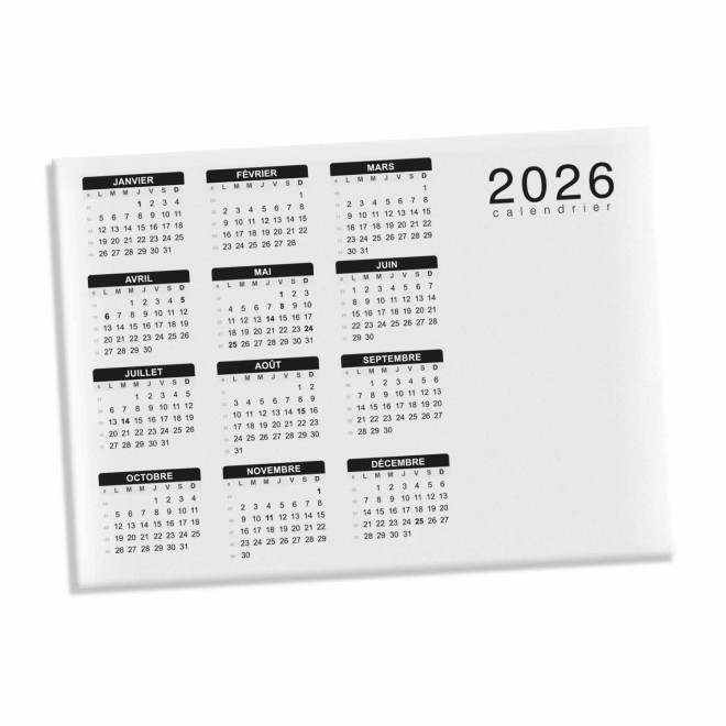 CALENDRIER MAGNETIQUE PERSONNALISABLE 'DATE' - 15 x 21 cm - noir