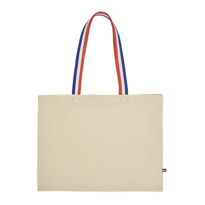 TOTE BAG PERSONNALISÉ AVEC SOUFFLET ANSES TRICOLORES 'HENRI' - naturel