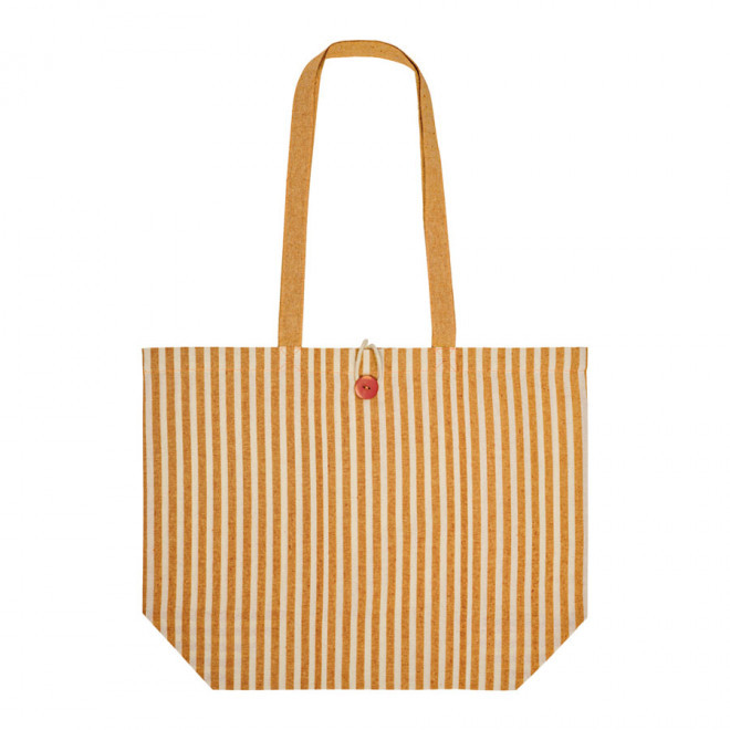 SAC DE PLAGE PUBLICITAIRE EN COTON 'MYKONOS' - blanc/orange