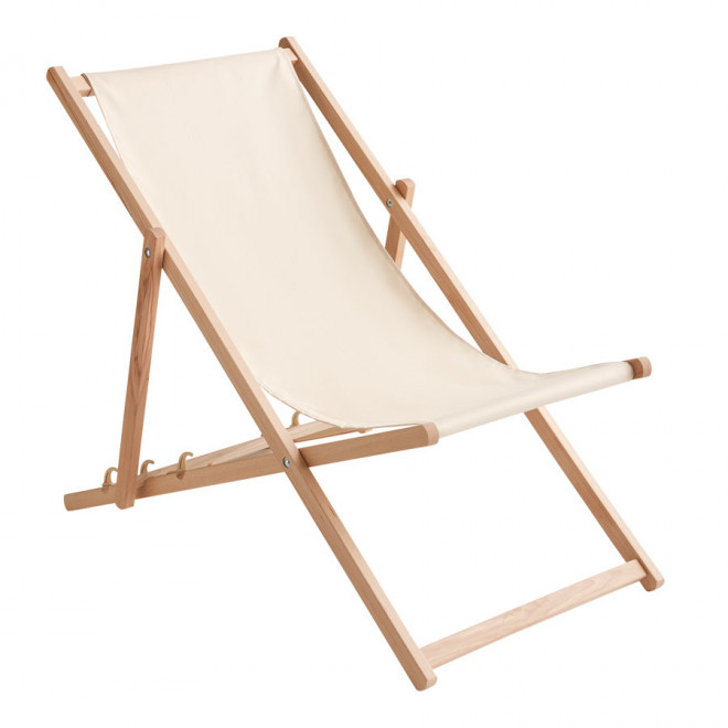 TRANSAT CHILIENNE PUBLICITAIRE EN BOIS 'SOLARO'  - beige