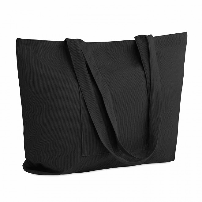 GRAND CABAS EN VELOURS COTELE PERSONNALISE 'MOMAX' - noir