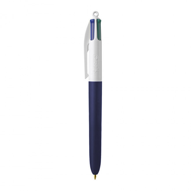 STYLO BIC® 4 COULEURS PERSONNALISÉ 'SOFT STYLE' - blanc/bleu