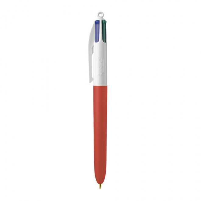 STYLO BIC® 4 COULEURS PERSONNALISÉ 'SOFT STYLE' - blanc/rouge