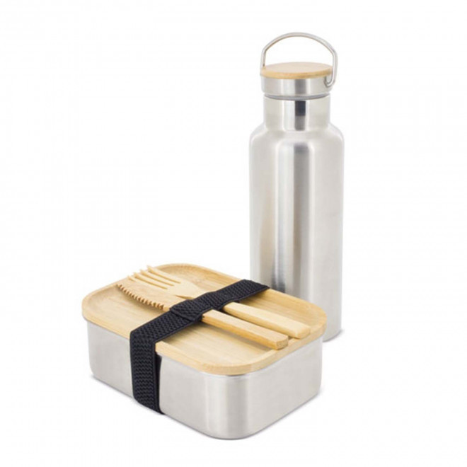SET LUNCH BOX ET BOUTEILLE 500 ML PERSONNALISE 'ATABLE' - acier