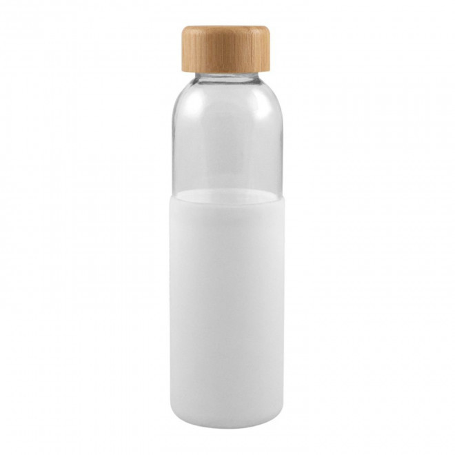 BOUTEILLE EN VERRE 500ML PERSONNALISABLE 'LODO SILICON' - blanc