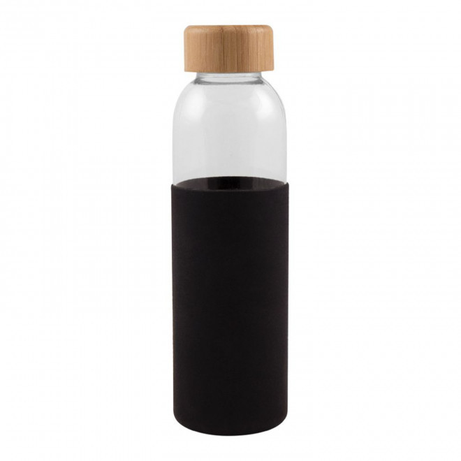 BOUTEILLE EN VERRE 500ML PERSONNALISABLE 'LODO SILICON' - noir