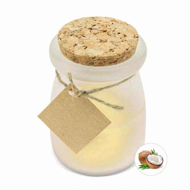 BOUGIE PARFUMEE PERSONNALISABLE EN VERRE LIEGE 'BIGOUR' - noix de coco
