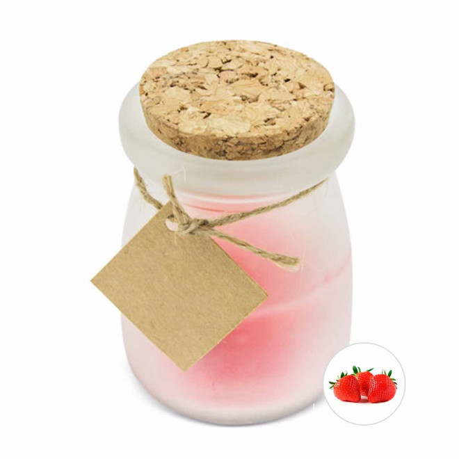 BOUGIE PARFUMEE PERSONNALISABLE EN VERRE LIEGE 'BIGOUR' - fraise