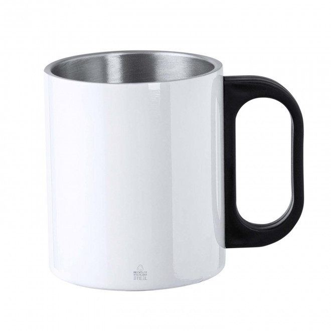 MUG INOX RECYCLE PERSONNALISE 300 ML 'NEBEL' - blanc