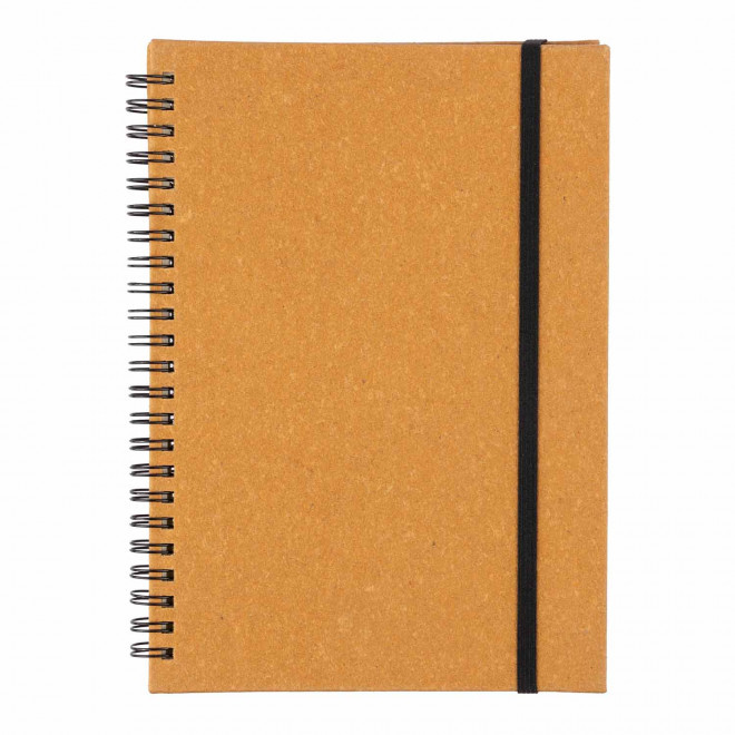 CARNET A SPIRALES PERSONNALISABLE EN PU RECYCLE 'LETYOU' - brun