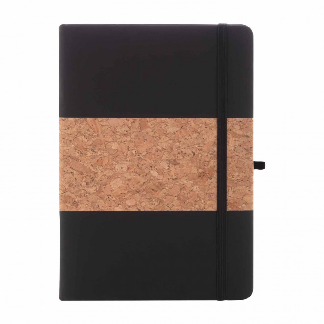 CARNET EN LIEGE ET PU RECYCLE PERSONNALISE 'ISHA' - noir