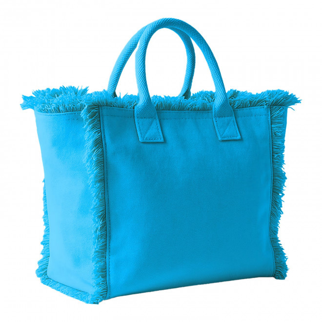 CABAS EN COTON AVEC FRANGE PERSONNALISABLE 'JIPANE FLASH' - bleu