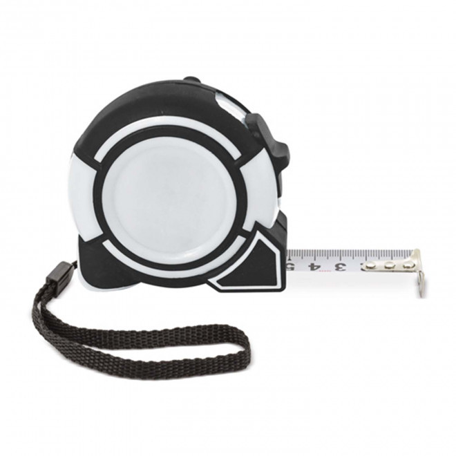 METRE RUBAN PERSONNALISE 'MEDIDA 3M' - blanc/noir