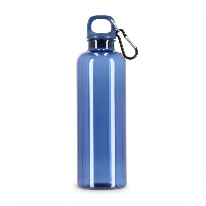 GOURDE RPET AVEC MOUSQUETON 750ML PERSONNALISABLE 'MANCYO' - bleu fonce transparent