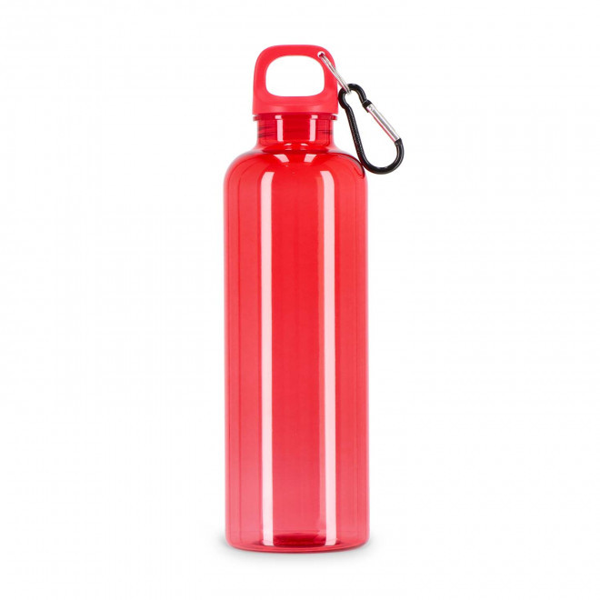 GOURDE RPET AVEC MOUSQUETON 750ML PERSONNALISABLE 'MANCYO' - rouge transparent