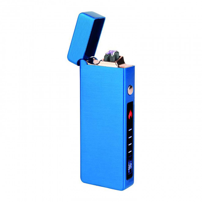BRIQUET RECHARGEABLE PERSONNALISE DOUBLE ARC 'PIKLA' - bleu