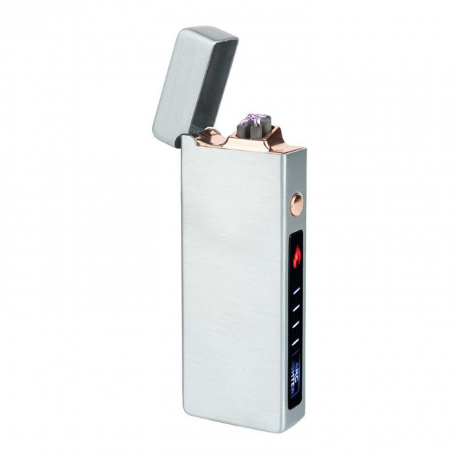 BRIQUET RECHARGEABLE PERSONNALISE DOUBLE ARC 'PIKLA' - argente