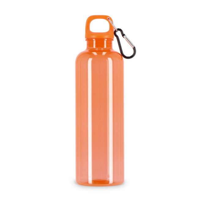 GOURDE RPET AVEC MOUSQUETON 750ML PERSONNALISABLE 'MANCYO' - orange transparent