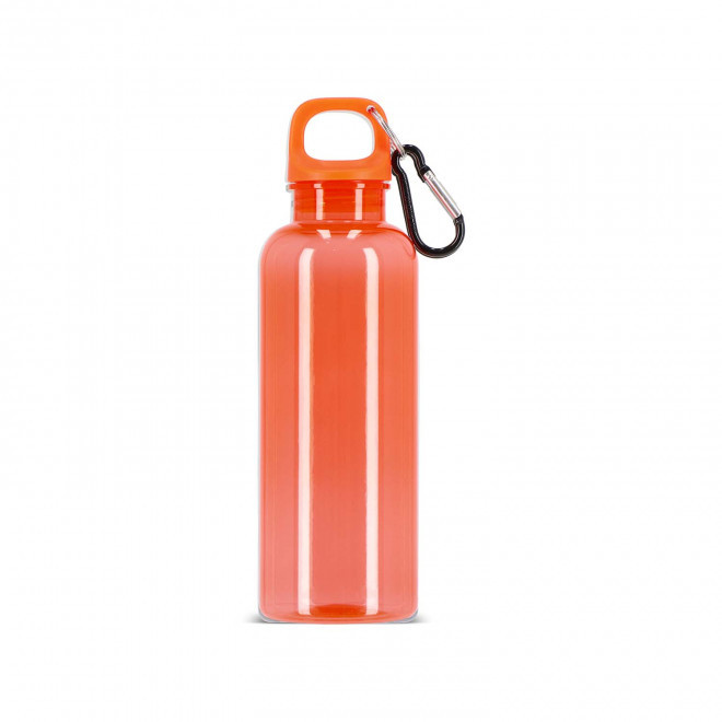 GOURDE RPET AVEC MOUSQUETON 500ML PERSONNALISABLE 'MANCYO' - orange transparent