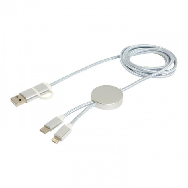 CABLE DE CHARGE PERSONNALISABLE 'ONTARIA LONG ALU' - argenté