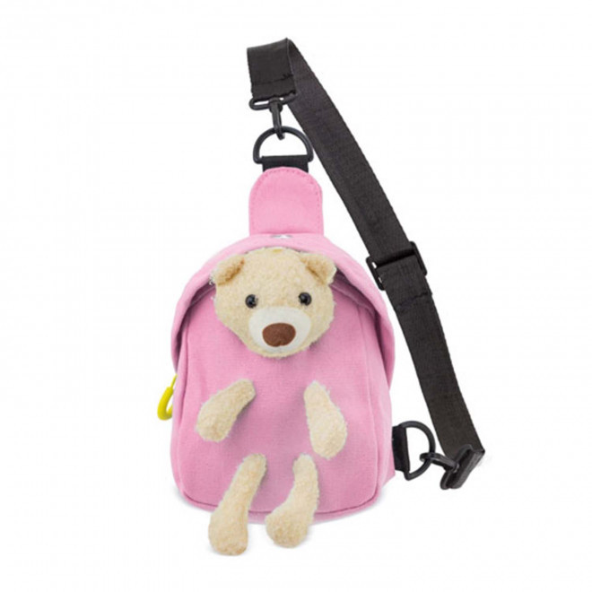 SAC BANDOULIERE OURSON PERSONNALISABLE 'PIPOUCE' - rose