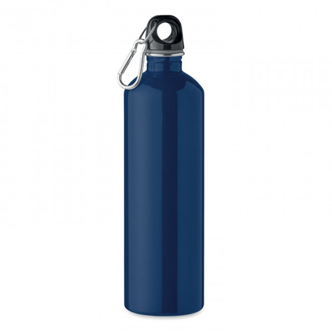 GOURDE EN ACIER RECYCLE 750ML PERSONNALISABLE 'AVEREST' MOUSQUETON ARGENTE - bleu marine