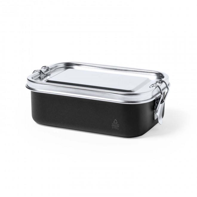 LUNCH BOX ACIER RECYCLE 750ML PERSONNALISABLE 'KASHON' - noir