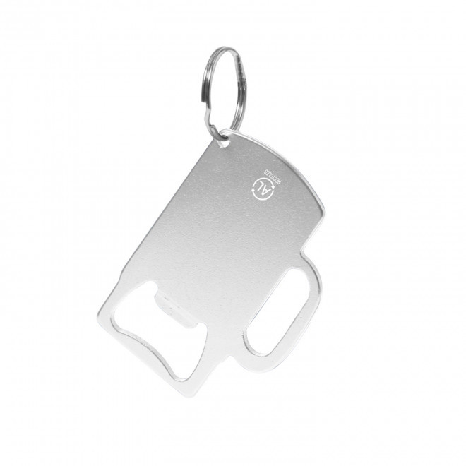 PORTE CLE DECAPSULEUR ALU RECYCLE PERSONNALISE 'PLAKI DRINK' - argenté