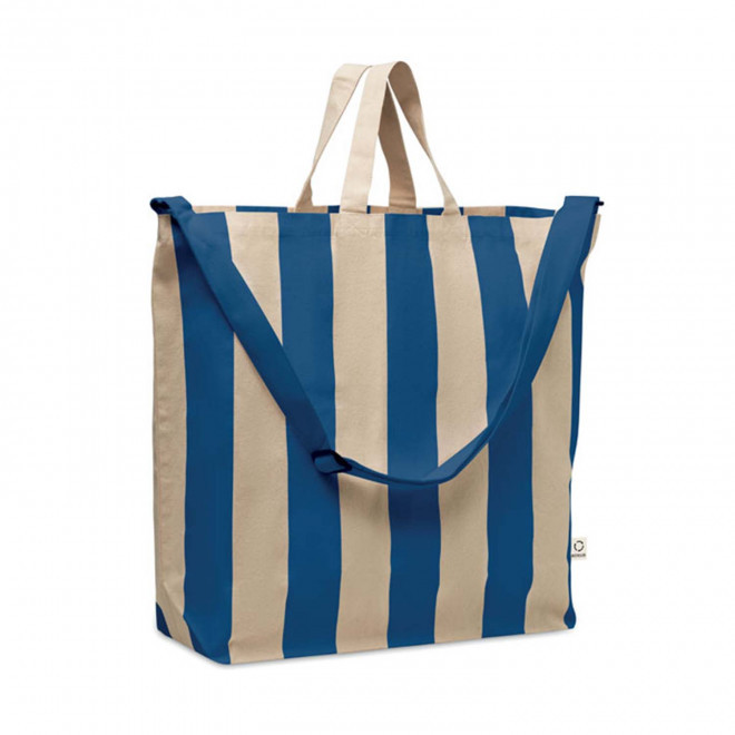 SAC EN COTON RECYCLE RAYE PERSONNALISABLE 'SAO DOUBLE' - bleu royal