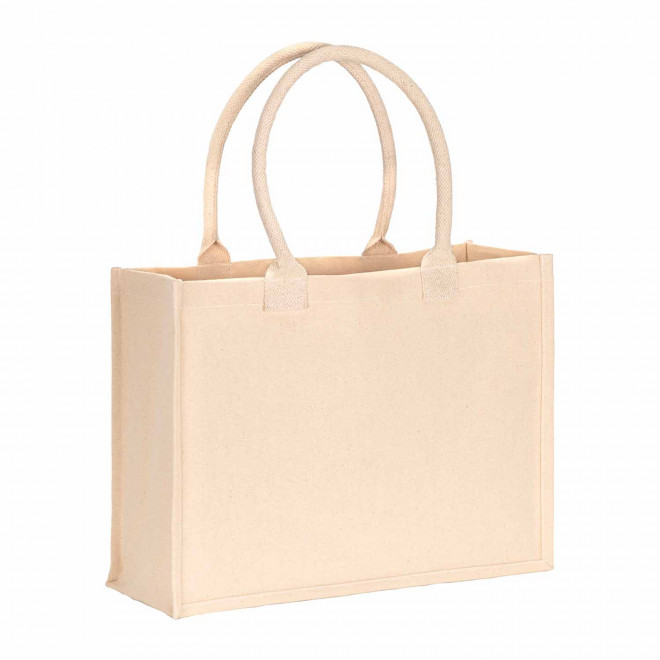 SAC SHOPPING EN COTON LAMINE PERSONNALISABLE 'PERLOUTA' - beige